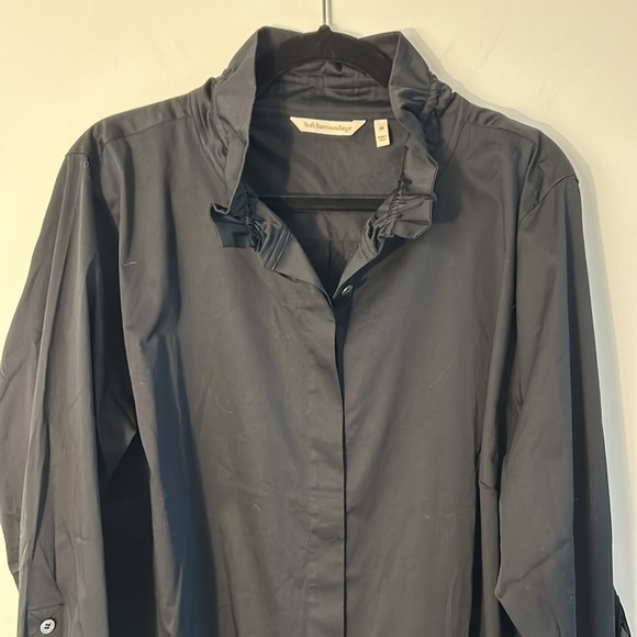 NWOT Soft Surroundings Lively Phoebe Shirt with Ruffle Collar Black Womens sz 2X - Picture 4 of 13